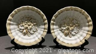 Pair of Plates with Gold Trim Grape Leaves by TPM (2) 