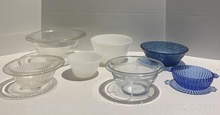 Fire King, Cobalt Blue Pressed Glass, Milk Glass and Other Vintage Bowls 