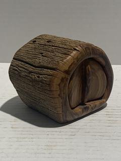 Hand Carved Teak Tree Trunk Trinket Box 
