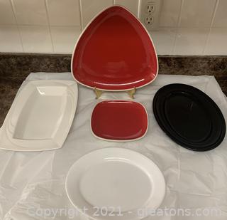 Oneida Red “Paprika” Set and Three Other Platters