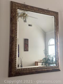 Gold and Red Toned Beveled Wall Mirror