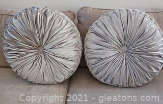 Gorgeous Pair of Champagne Velvet Pintucked Accent Pillows 