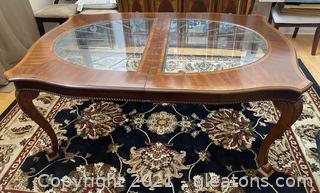 Charming Chippendale Style Glass Top Dining Table 