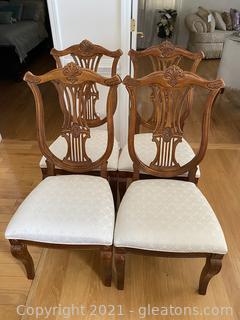 Set of 4 Beautiful Carved Dining Chairs 
