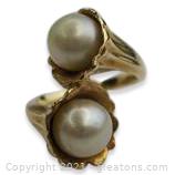 Bypass Pearl Ring 14kt Yellow Gold 