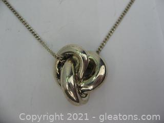 Sterling Silver Love Knot Necklace 