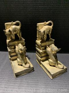 Silver Spelter Scotty Scaredy Cat Bookends 