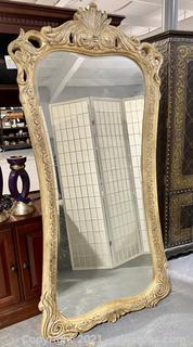 Beautiful Ornate Wood and Beveled Glass Mirror (Hang or Stand) 