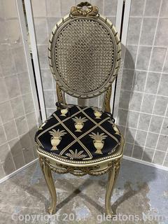 French Louis XIV Decorative Oval Cane Back Chair 