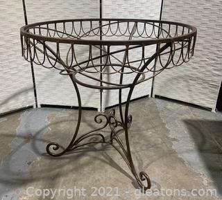 Decorative Metal Table with Scrolled Legs (Missing Glass) 