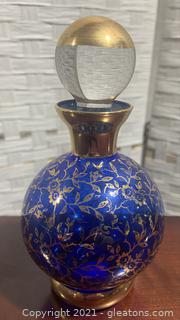 Cobalt Blue and 24k Gold Murano Perfume/Glass Bottle 