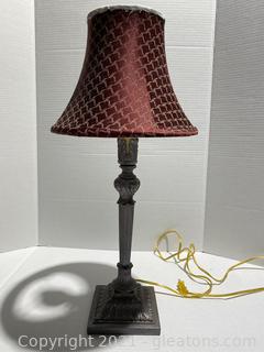 Wine Red & Bronze Table Lamp 