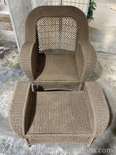 Sahara All Weather Resin Wicker Armchair with Ottoman (A) 