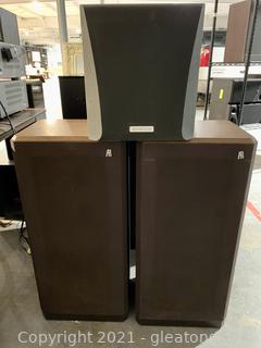 A Pair of AR Stereo Speakers with a Ken Wood Subwoofer