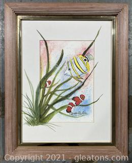 Vintage Signed Fish Art Print       