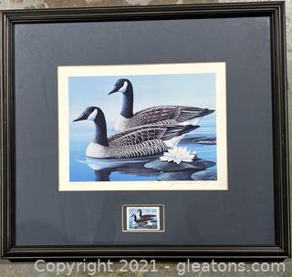 Georgia Waterfowl Conservation Stamp 1987 and Signed Print 