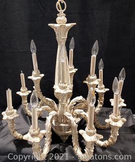 Gorgeous 12 Light Wood-Look Acanthus Leaf Chandelier (wired)