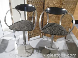 2 Eclipse Shaped Bar Stools - Adjustable Height