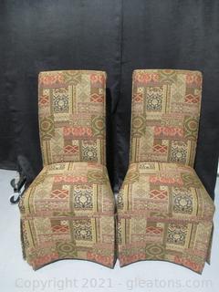 Beautiful Pair of Parson Style Dining Room Chairs 