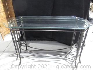 Beautiful Black & Gold Sofa Table with Glass Top 