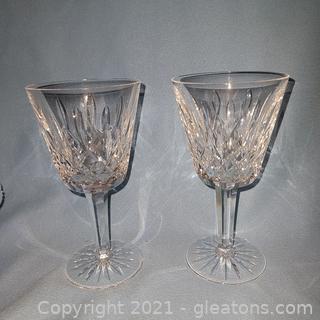 Beautiful Pair of Waterford Crystal Lismore Claret Glasses