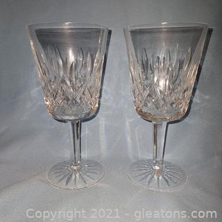 Pair of Beautiful Waterford Crystal Lismore Water Goblets