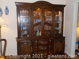 Beautiful, Vintage China Cabinet w/Burled Wood 
DOES NOT INCLUDE CONTENTS