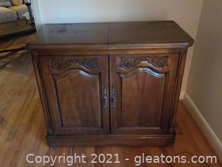 Oak Sideboard Buffet on Casters with Fold Out Top 