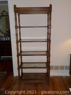 Mid Century Wood and Glass Shelving Unit 