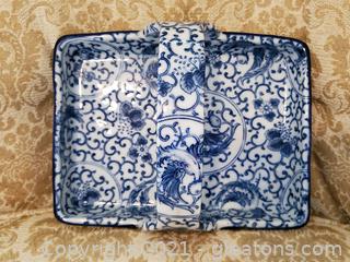 Vintage Porcelain Ceramic Handled Tray 