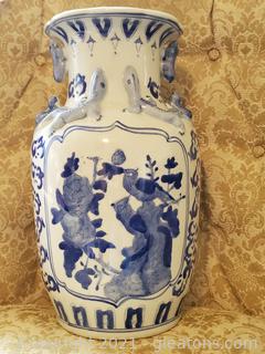 Pretty Large Blue and White Vase 