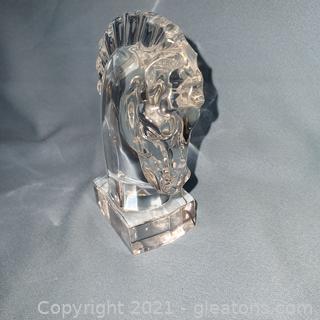 Steuben Crystal Horse Head Figurine with Box