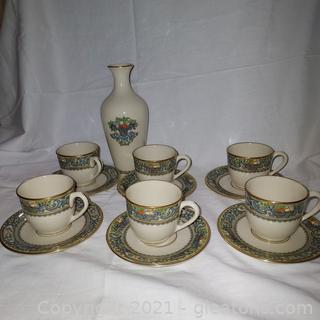 6 Gorgeous Lenox Demitasse Cupsand Saucers with a Matching Vase 