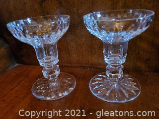 Two Atlantis Fall Lead Crystal Candlestick Holders