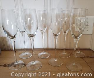 8 Long Stem Champagne Wine Flute Glasses 