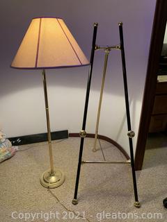 Gold Floor Lamp with Picture Easel