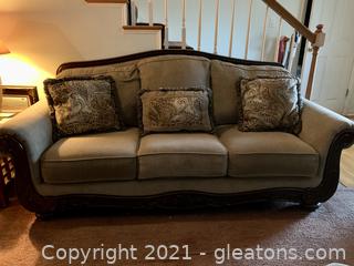 Elegant Wood Trimmed Sofa