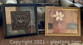 A Pair of Art Decor Wall Pieces and Frame
