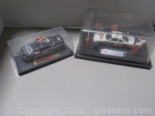 2 (1:27) Diecast Nascars in Display Cases