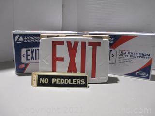 2 LED Exit Signs Plus Small Signs 