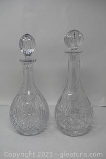 2 Good Looking Cut Crystal Decanters with Stoppers