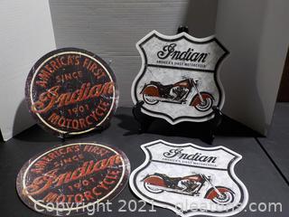 4 Vinyl Indian Motorcycle Signs- Not Vintage 