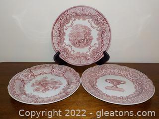 Elegant Trio of Spode 10” Decor Plates from the Victorian Series