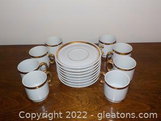 Elegant Set of 8 Demi-Tasse Cups with Saucers