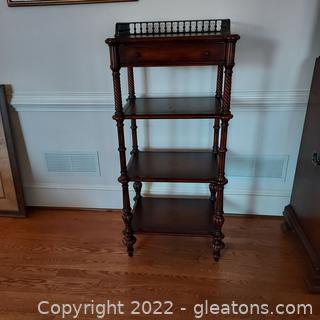 Unique Walnut and Leather Theodore Alexander Etagere