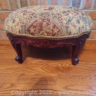 Reupholstered Victorian Solid Mahogany Footstool