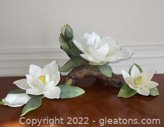 Exquisite White Magnolia Flower Sculptures