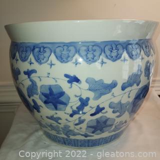 Blue and White Porcelain Hand Painted Jardiniere Planter