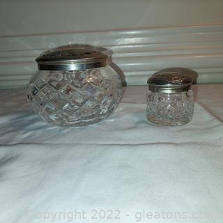 2 Elegant Waterford Crystal Vanity Jars