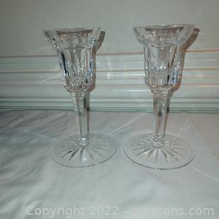 A Pair of Stunning Waterford Crystal Candle Holders